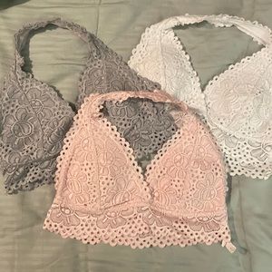 Lot of THREE halter style bralettes- size Large